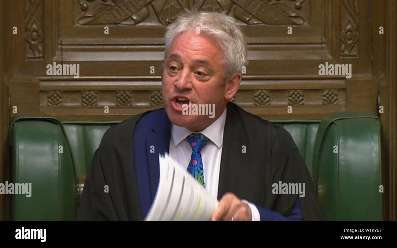 Speaker John Bercow during Prime Minister's Questions in the House of