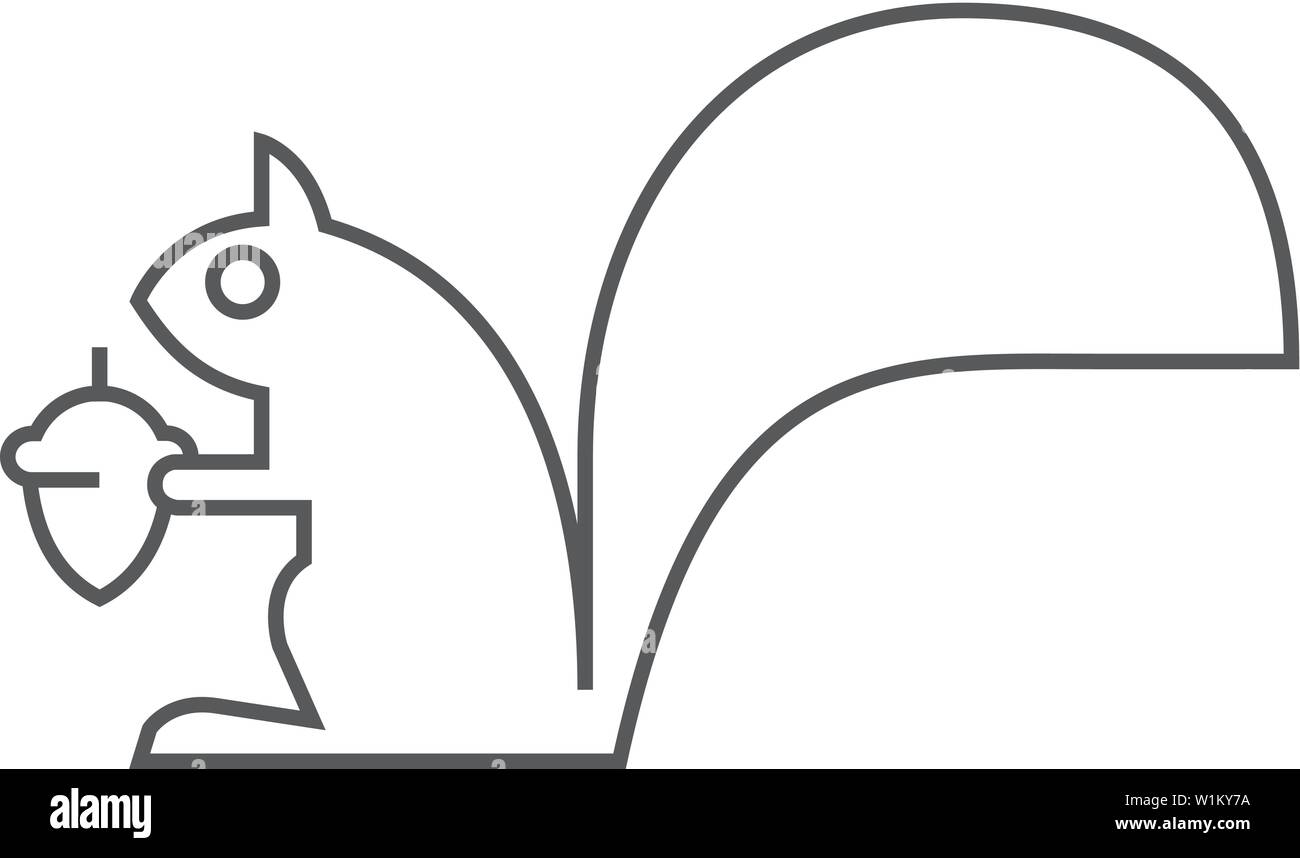Squirrel icon in thin outline style. Mammal animal Stock Vector Image ...