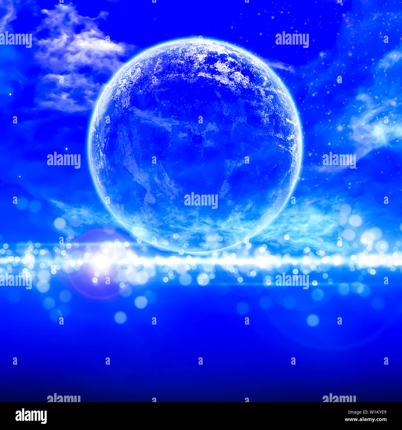 Peaceful Background Night Sky With Full Moon Stars Beautiful Stock Photo Alamy