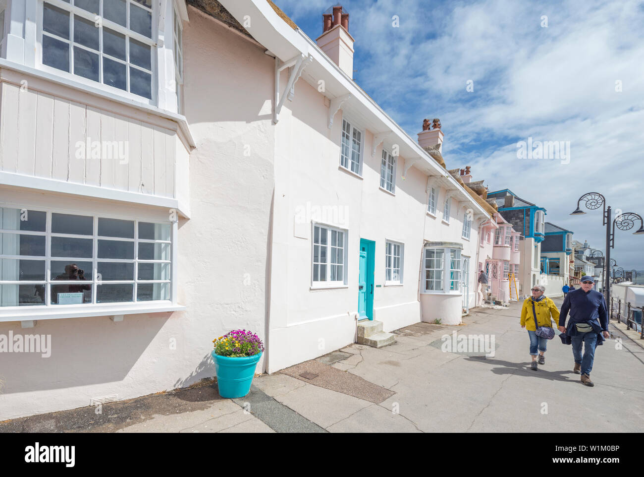 Attractive seaside cottages at Lyme Regis, Dorset, England, UK Stock Photo