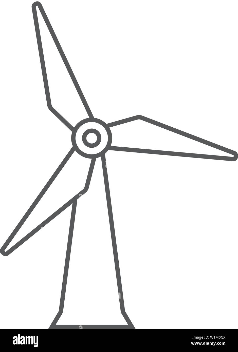 Wind turbine icon in thin outline style. Energy renewable green ...