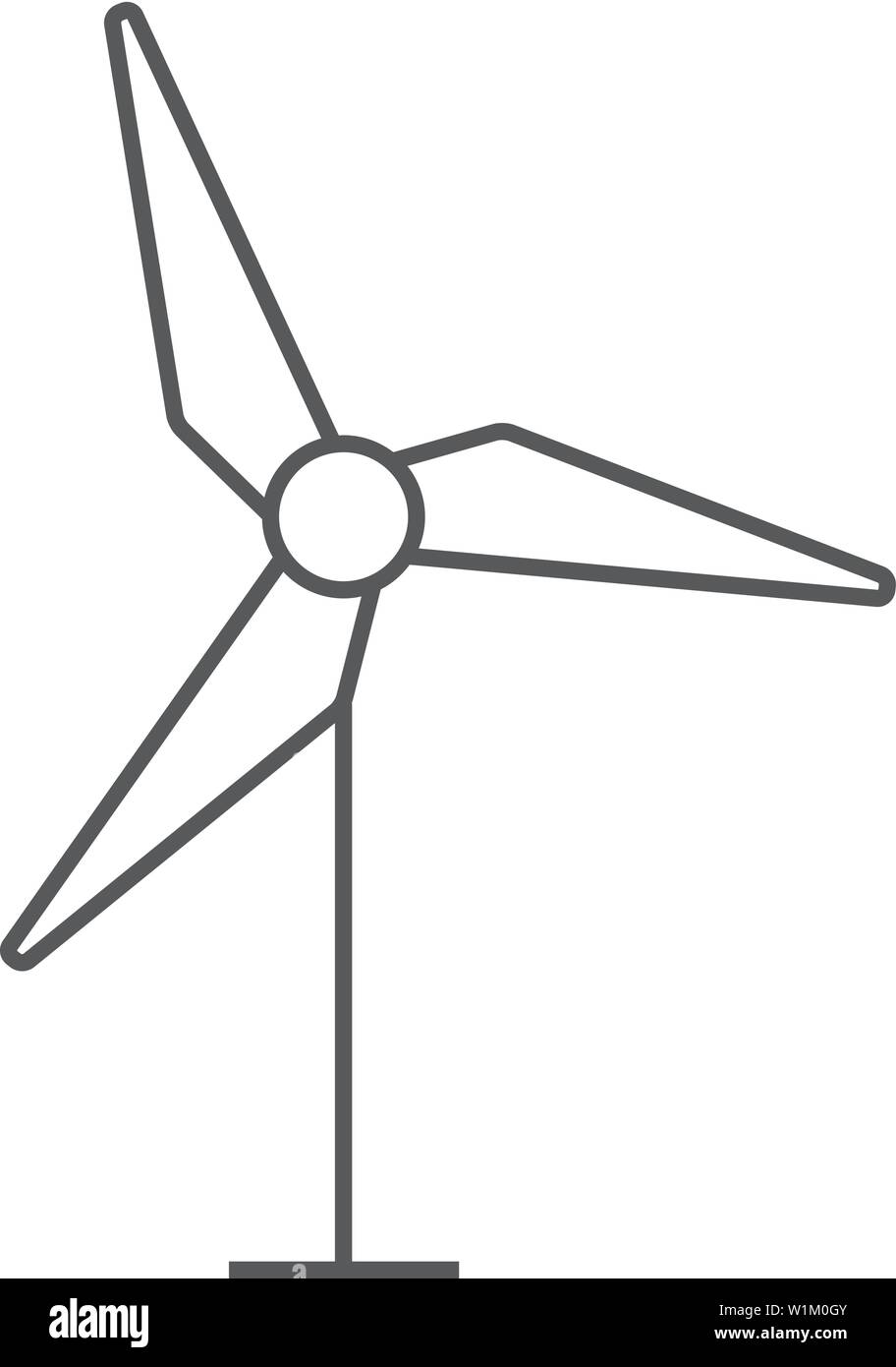 Wind turbine icon in thin outline style. Power generation energy ...