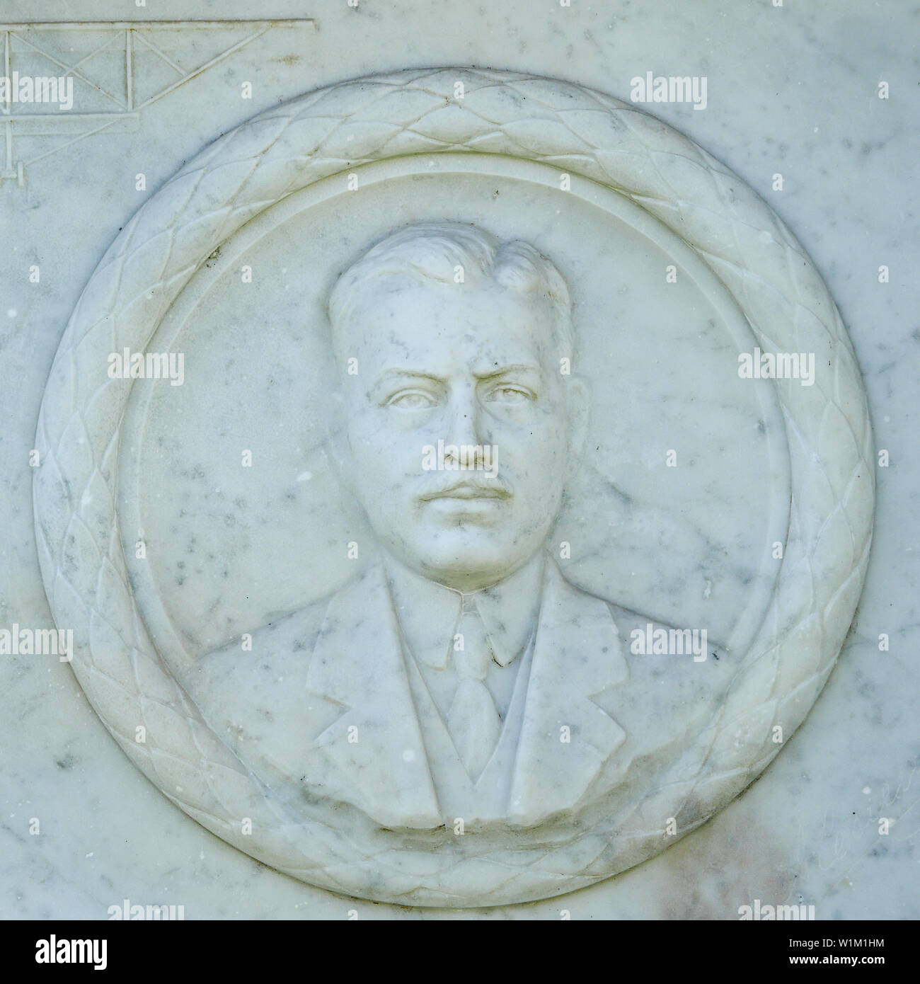 Medalion portrait, Monument to the Caudron Bros, Le Crotoy, Somme, Hauts-de-France, France Stock Photo