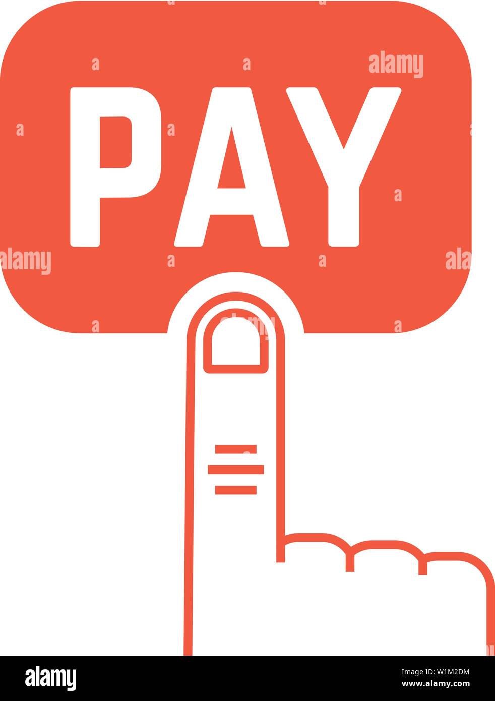 pay button with red thin line finger on white Stock Vector