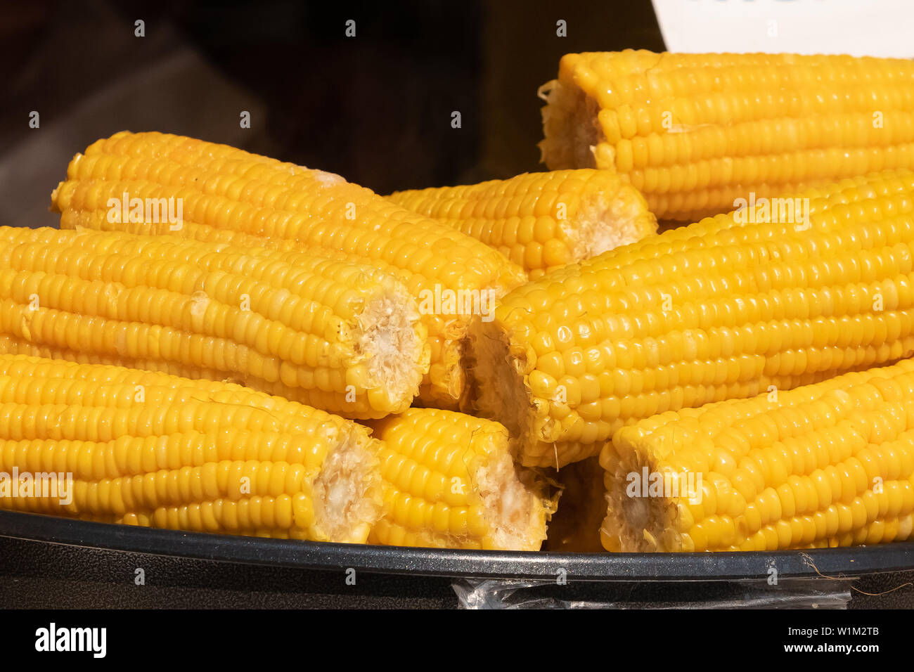 Homemade Cobs description: close view on Homemade golden corn cob with butter and ...