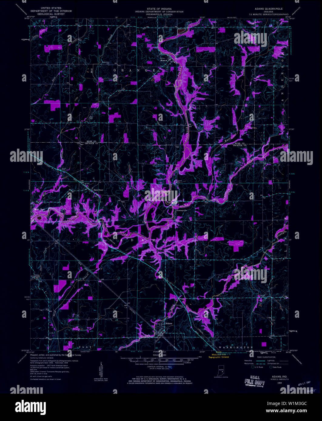 Adams indiana map hi-res stock photography and images - Alamy