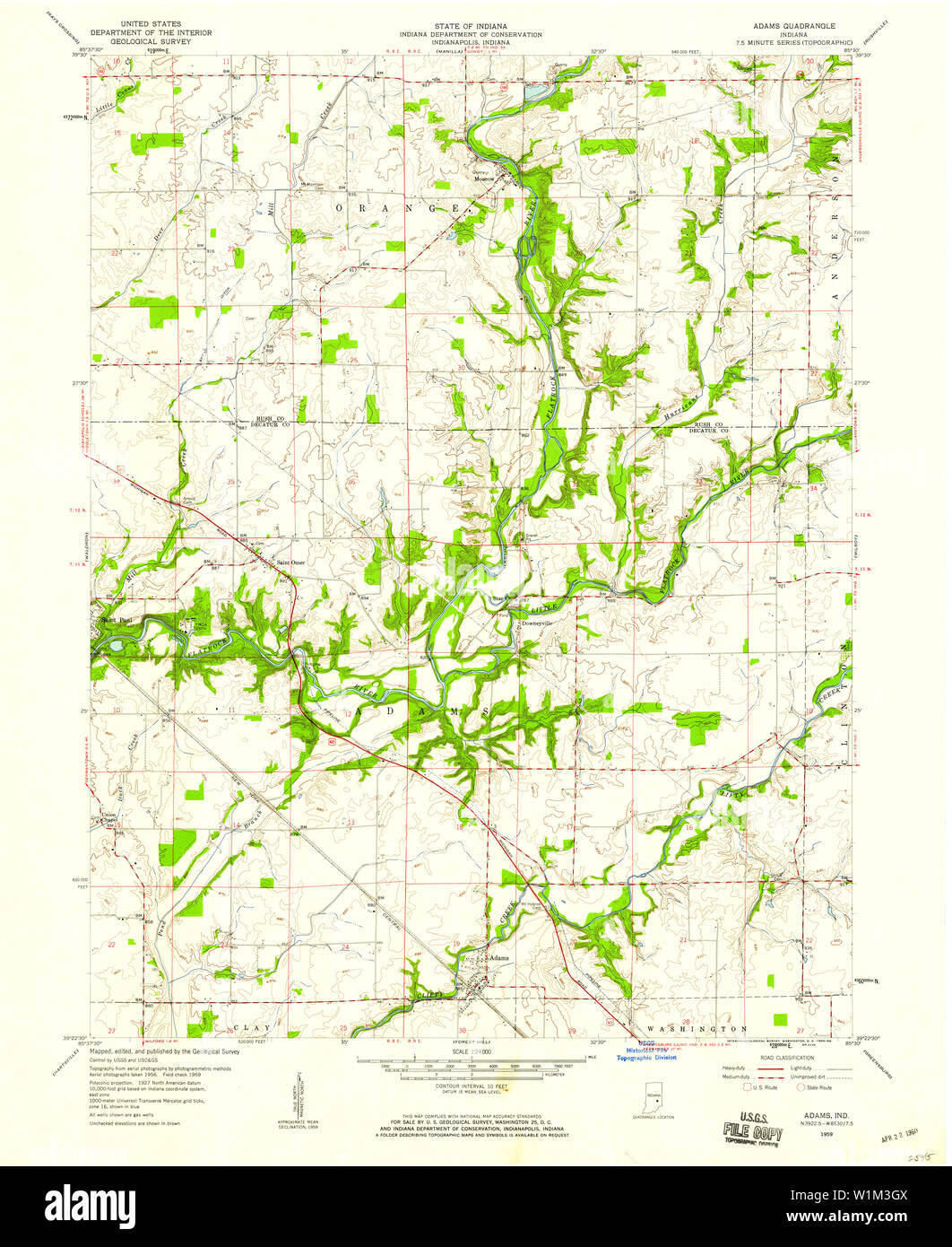Adams indiana map hi-res stock photography and images - Alamy
