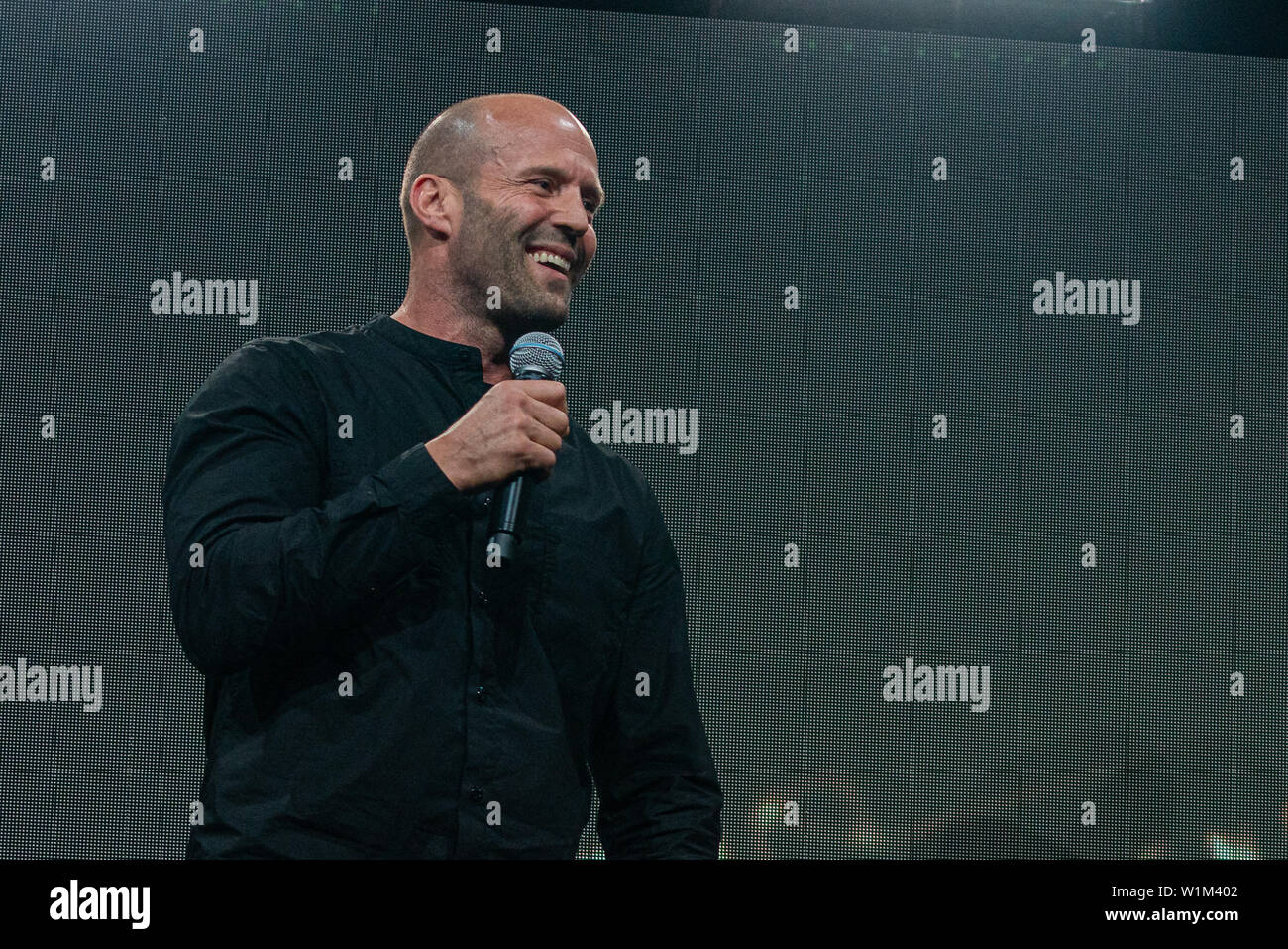 COLOGNE, GERMANY - JUN 28th 2019: Jason Statham (*1967, English actor, film producer, martial artist and former diver) , world premiere of the final movie trailer for Fast & Furious Hobbs & Shaw at CCXP Cologne Stock Photo