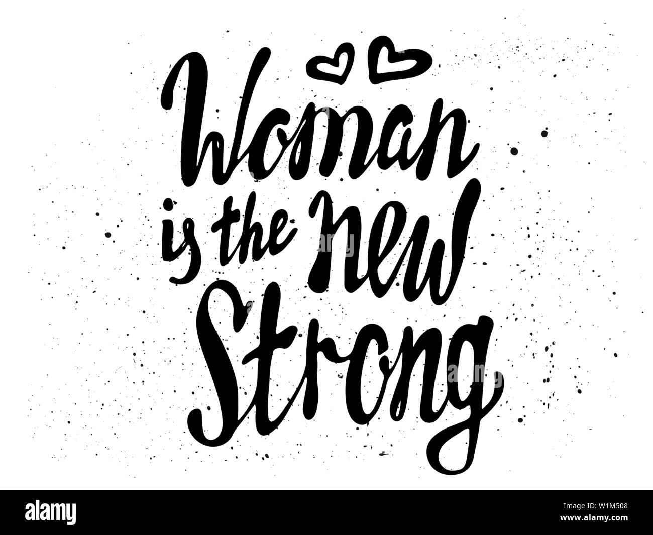 Girl power black and white quote. Grl pwr, feminism lettering. Womens right. Female symbols. Vector hand drawn illustration. Can be used as print for poster, t shirt, postcard. Stock Vector