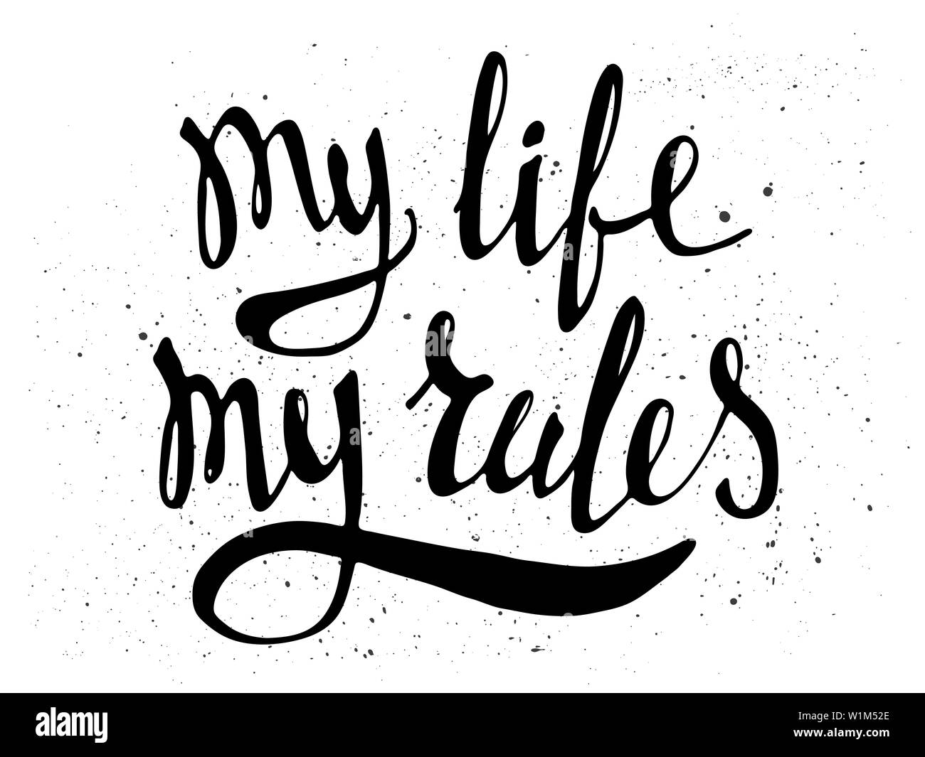 Girl power black and white quote. Grl pwr, feminism lettering. Womens  right. My life, my rules. Vector hand drawn illustration. Can be used as  print for poster, t shirt, postcard Stock Vector