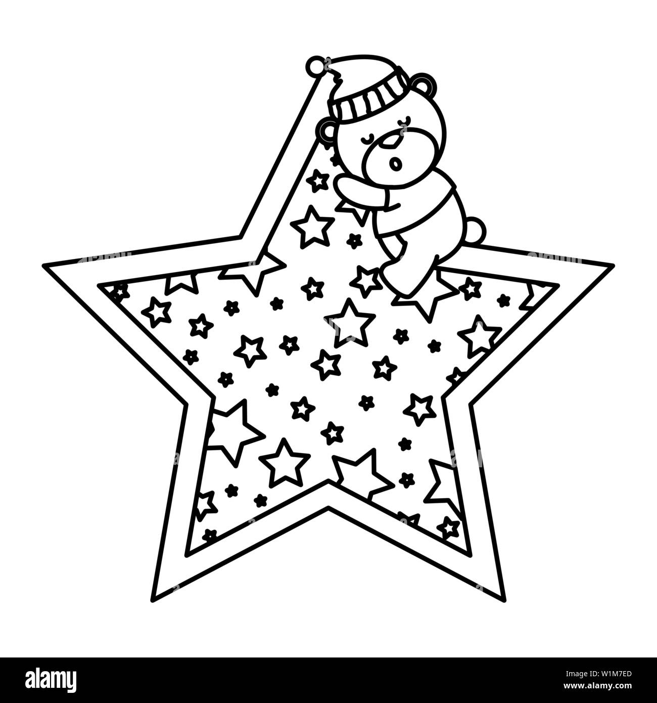 little bear teddy with hat sleeping in star Stock Vector Image & Art ...