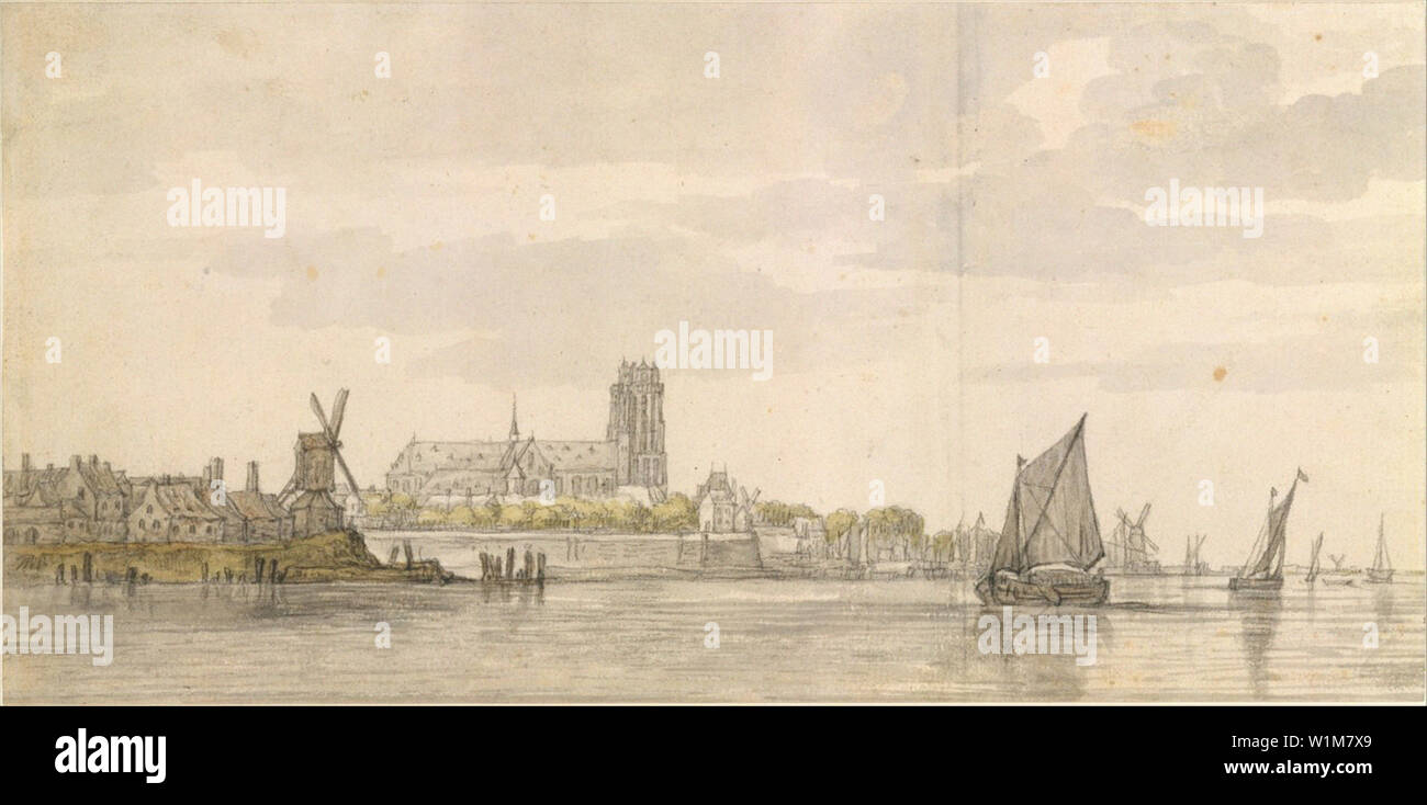 Albert Cuyp - View Groote Kerk Dordrecht River Maas Stock Photo