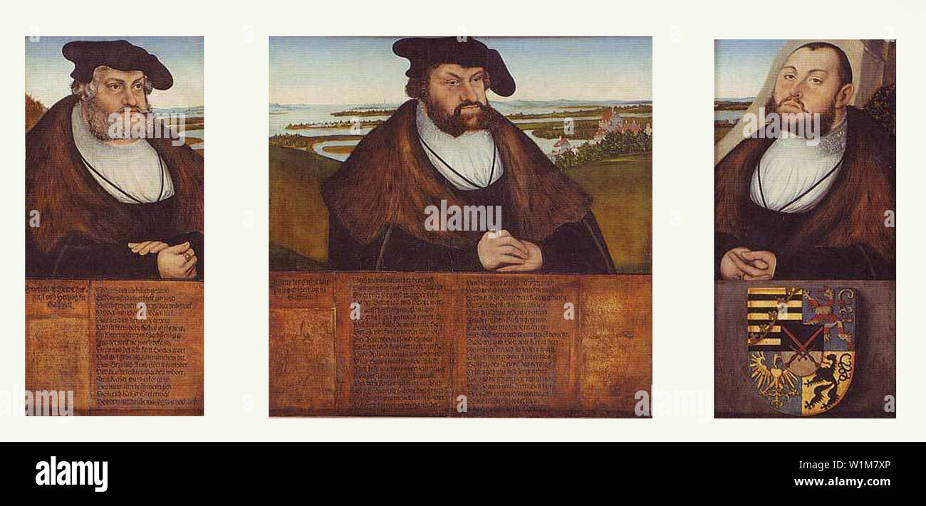 Lucas Cranach the Elder - Electors Saxony Friedrich Wise Johann Steadfast Johann Friedrich Magnanimous 1532 Stock Photo