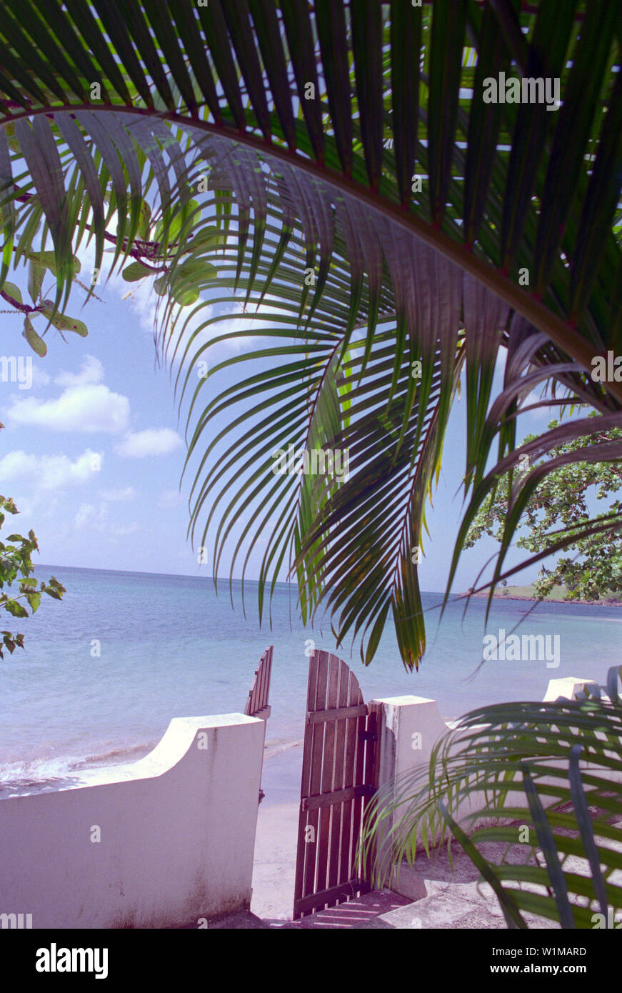 Beach with gate, Accommodation Mirage, Laborie, St. Lucia, Caribbean ...