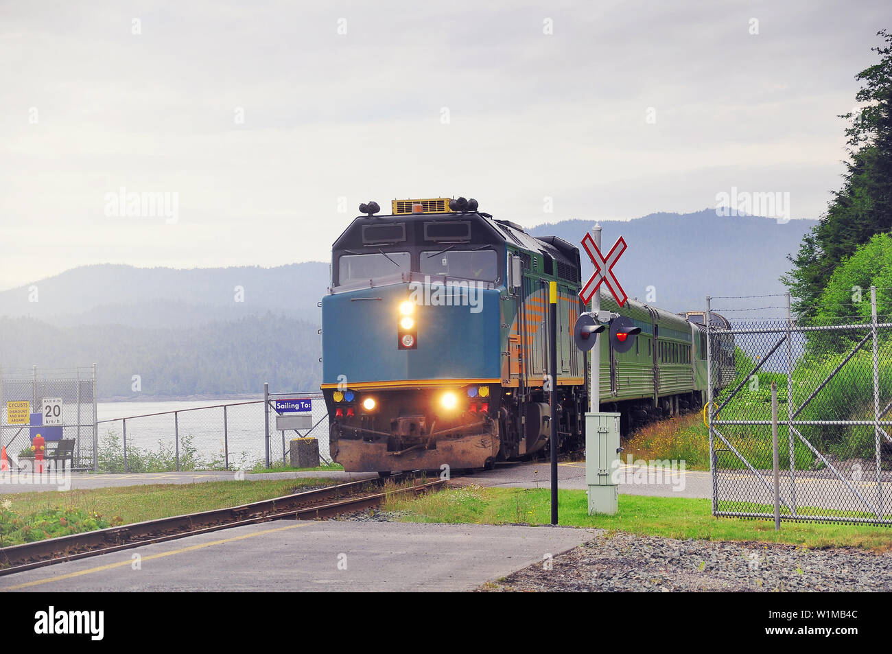 Prince George Mini Train Passenger train to Prince George approaches to the platform. Prince ...
