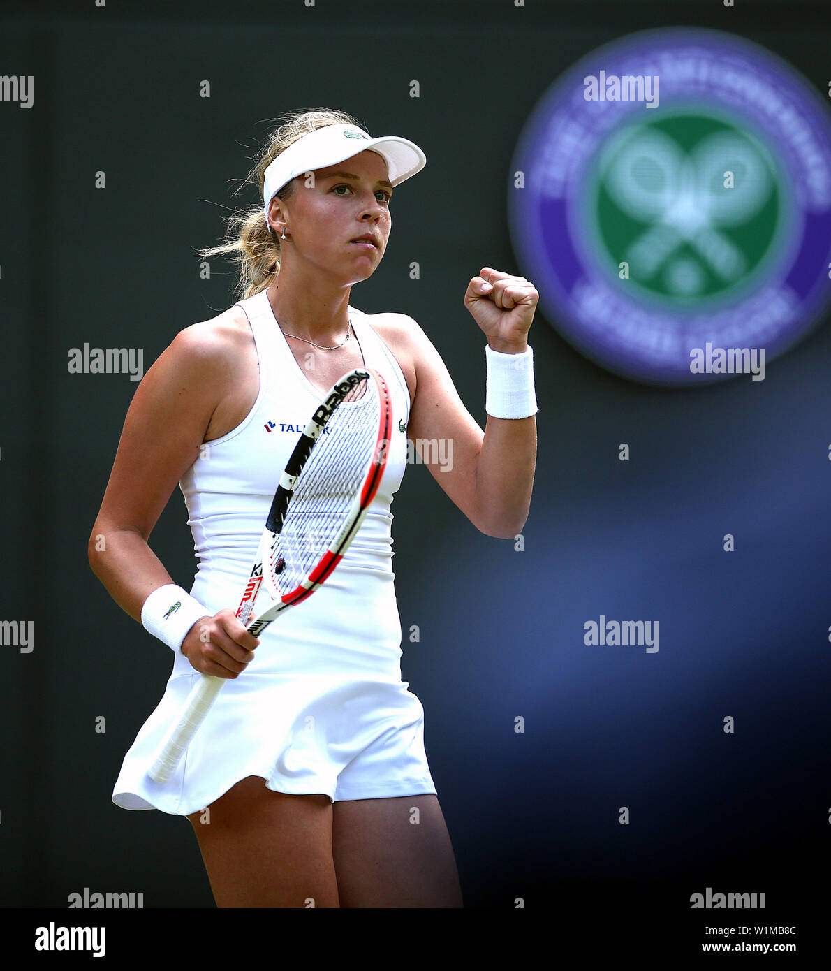 Anett Kontaveit in action on day three of the Wimbledon Championships