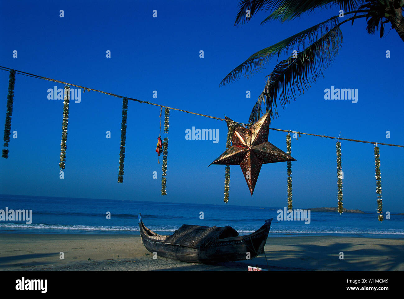 Christmas decoration, Kovalam Beach, Kerala South India Stock Photo