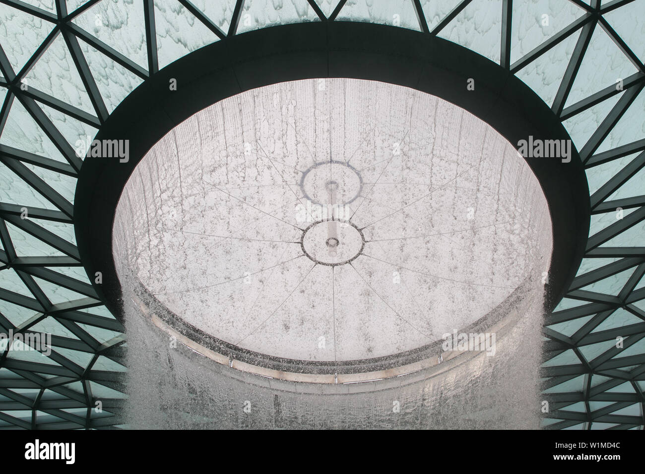 Close up of the world's biggest artificial indoor waterfall in Jewel