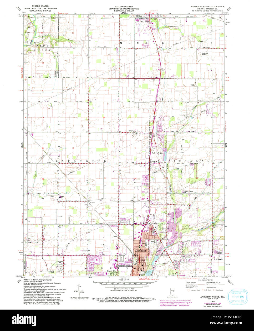 Map of anderson indiana hi-res stock photography and images - Alamy