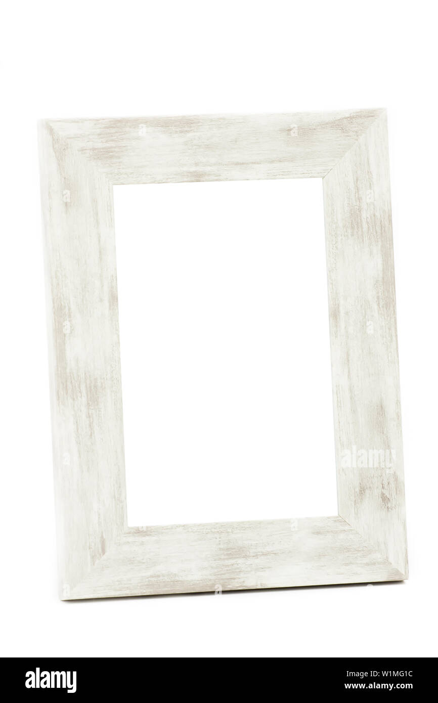 A wooden vintage photo frame has a white background Stock Photo - Alamy