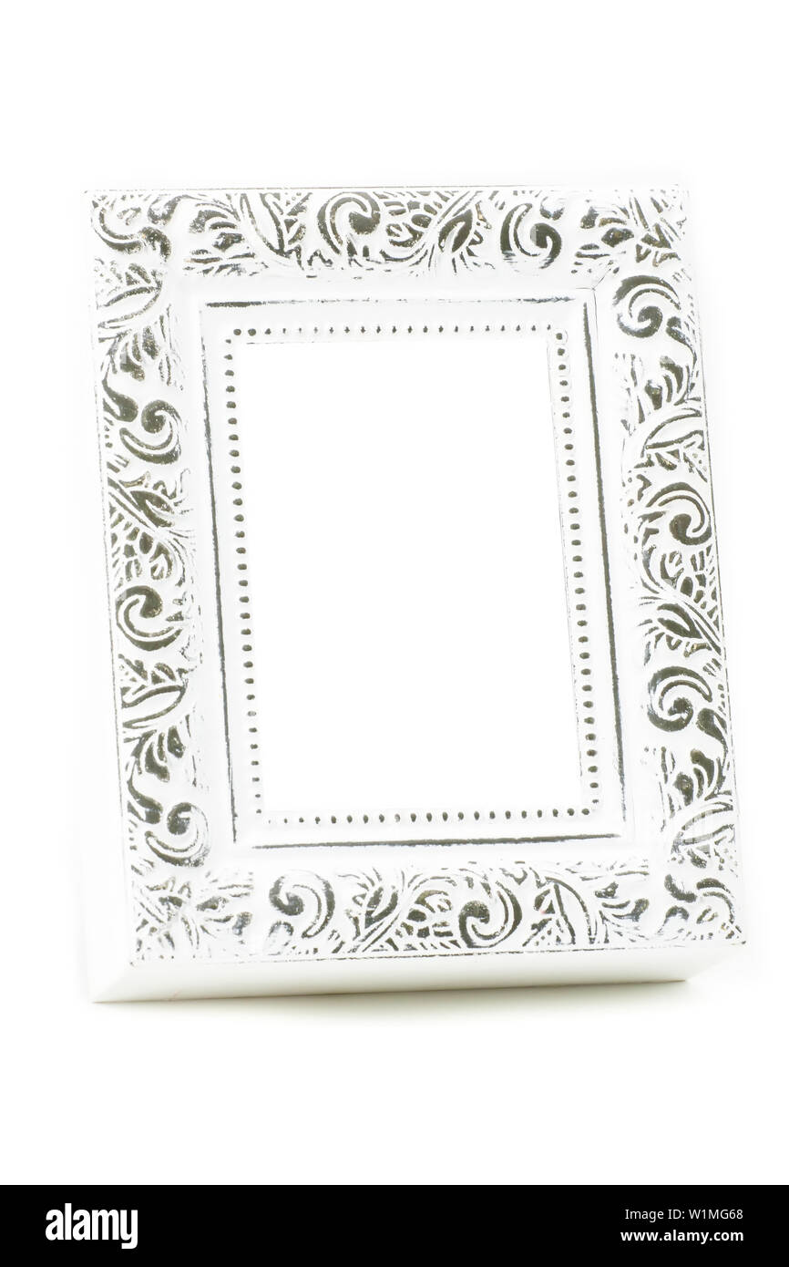 A wooden vintage photo frame has a white background Stock Photo Alamy