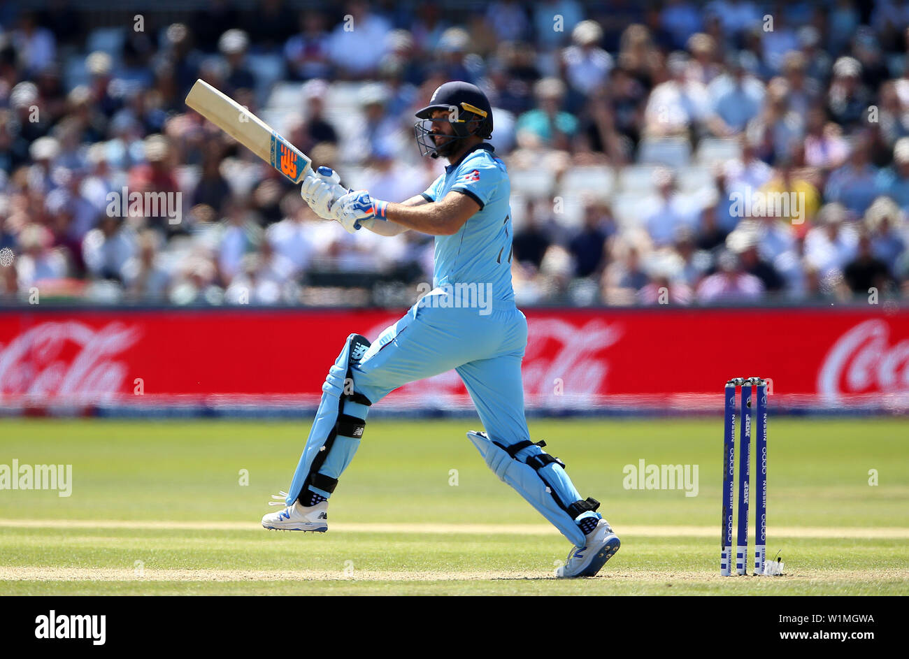 England's Liam Plunkett batting during the ICC Cricket World Cup group stage match at Riverside Durham, Chester-le-Street. Stock Photo