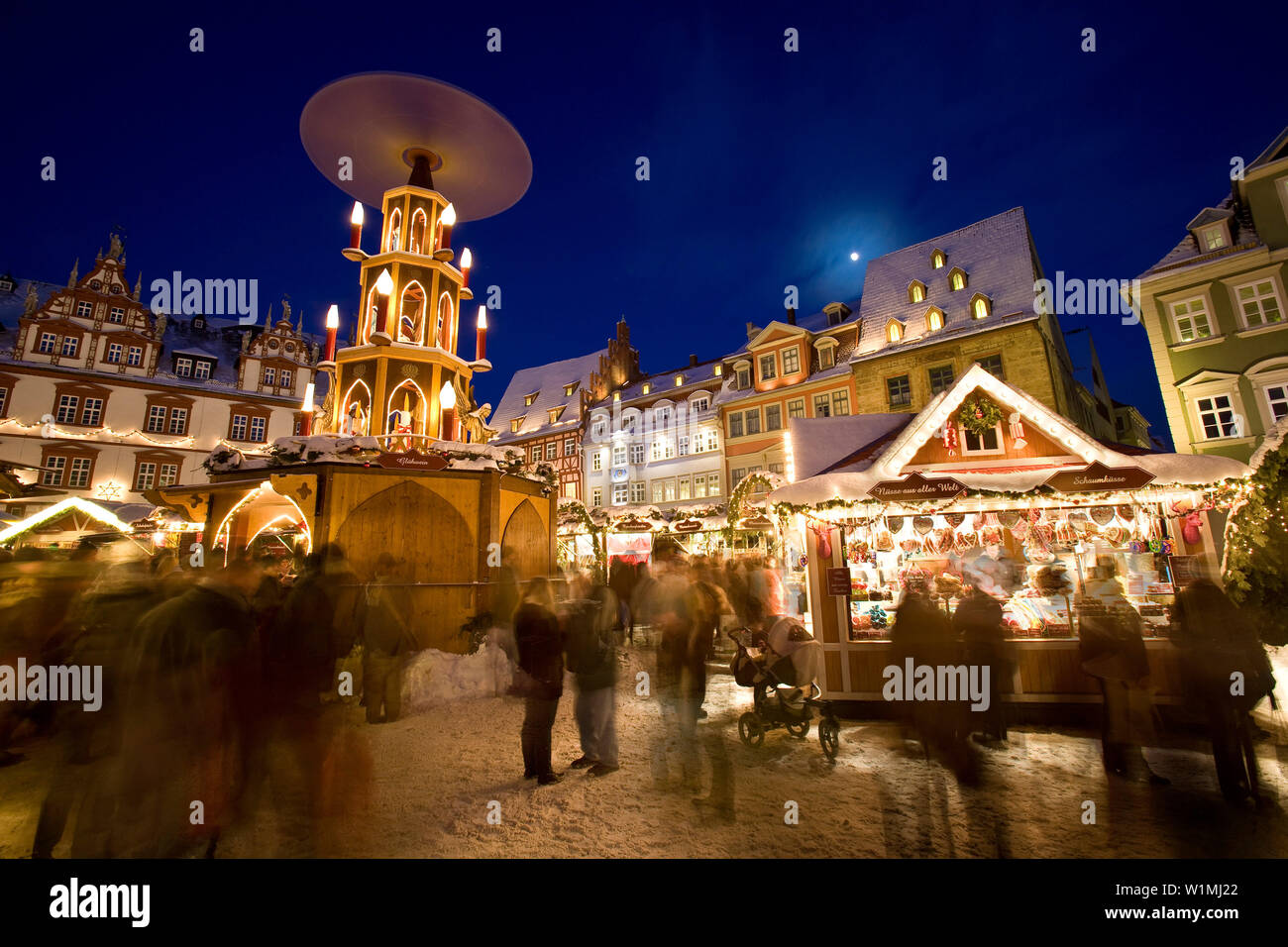 Christmas market in market square, Coburg, Franconia, Bavaria, Germany Stock Photo