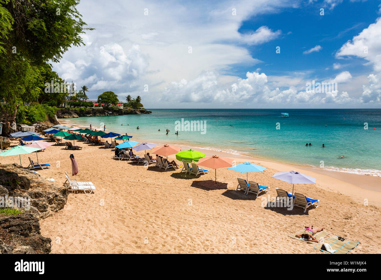 Sandy beach Store Bay, Tobago, West Indies, South America Stock Photo ...