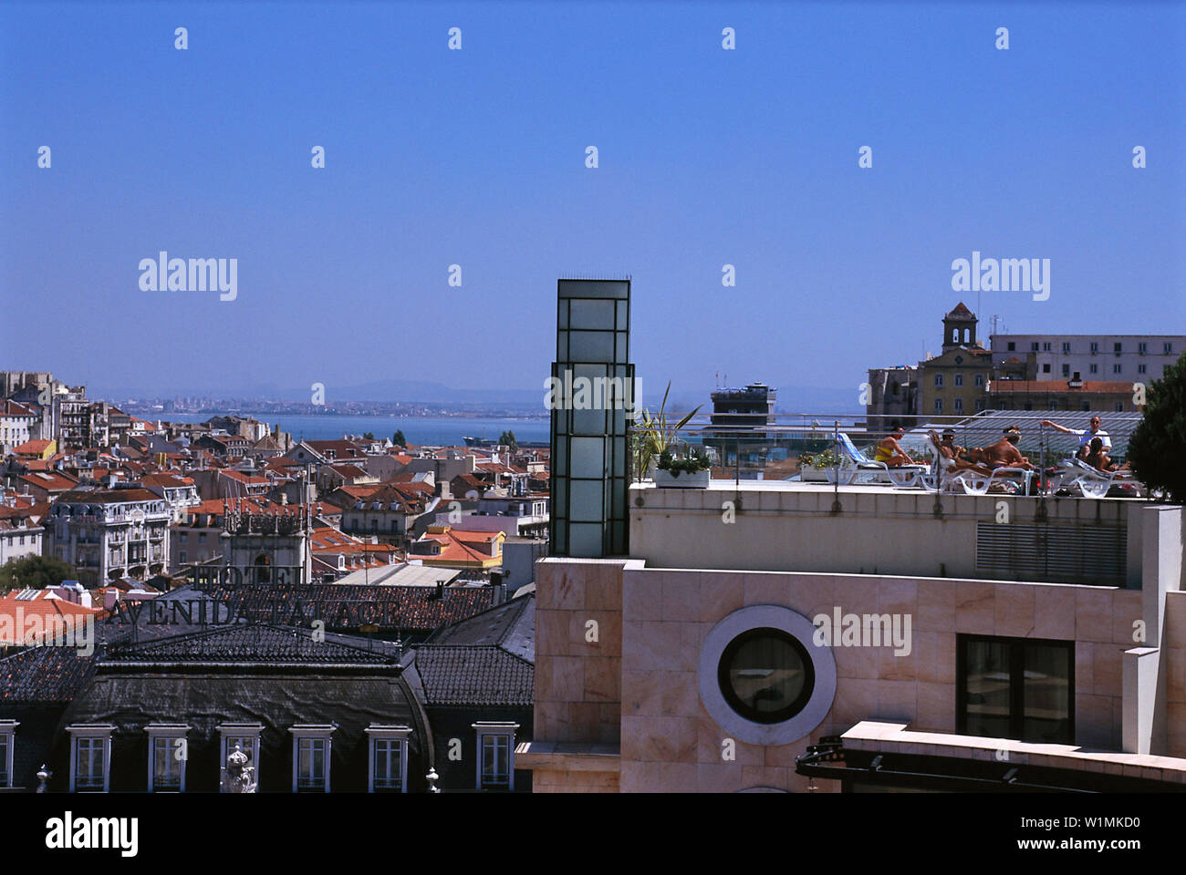 Rooftop swimming pool, Hotel Eden Lisbon, Portugal Stock Photo