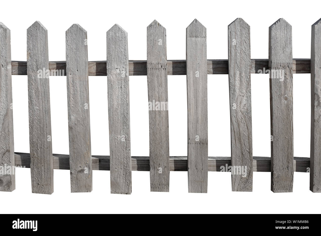 old wooden fence isolated on white background Stock Photo - Alamy