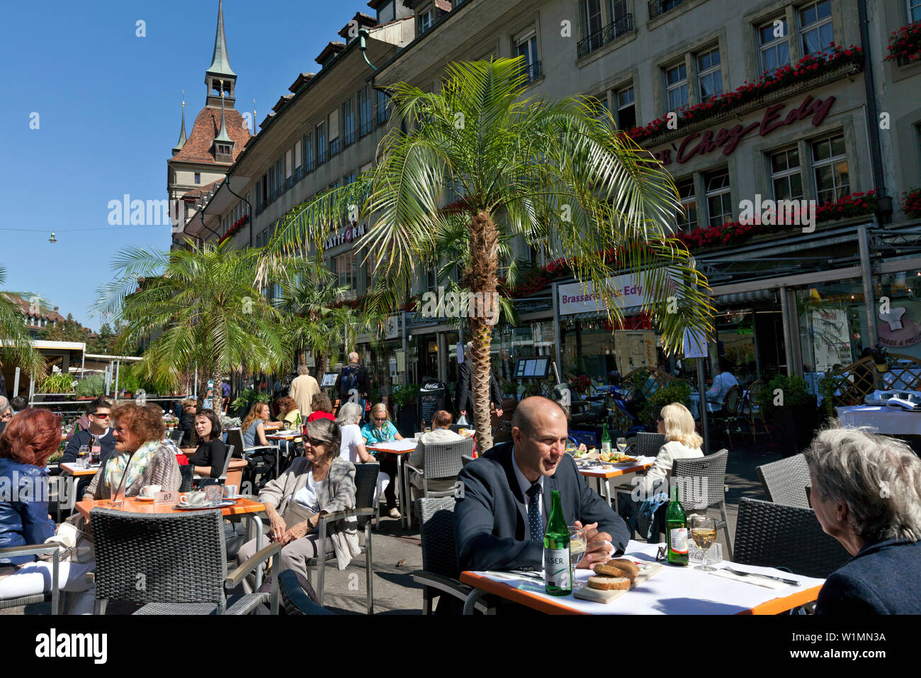 Crowds on Bärenplatz, Bern, Switzerland Stock Photo