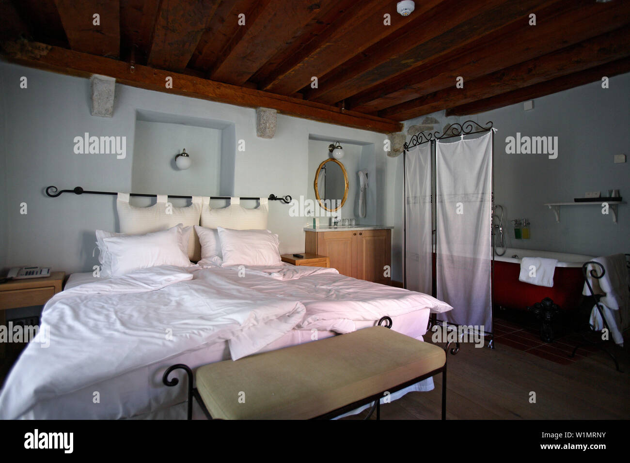 Bedroom at Hotel Three Sisters Stock Photo Alamy