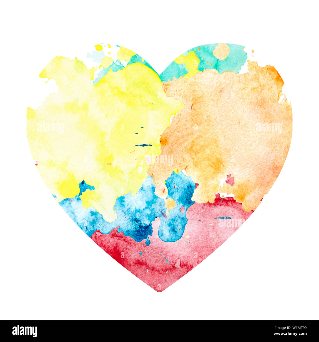 Watercolor Heart Shaped Stains Isolated On White Background Set Of Red  Yellow Blue Green Orange Hand Painted Spots Colorful Vector Illustration  Stock Illustration - Download Image Now - iStock