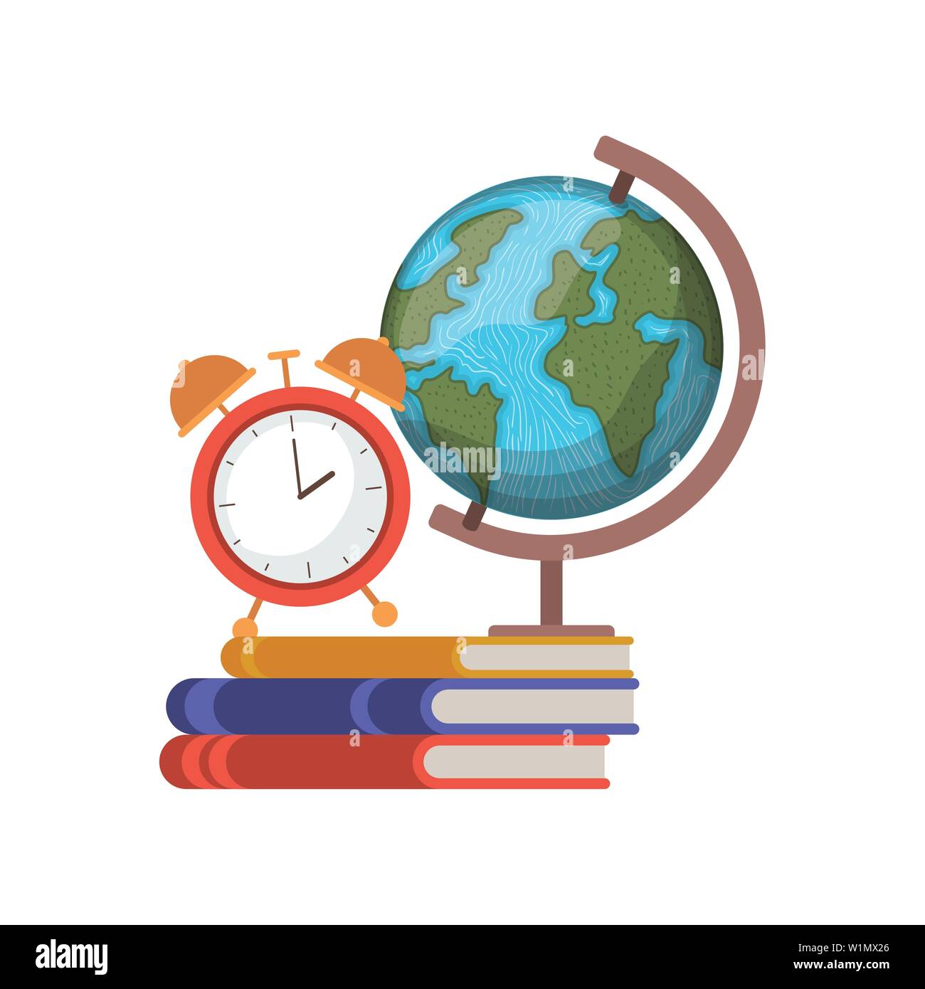 stack of books with globe on white background Stock Vector Image & Art ...