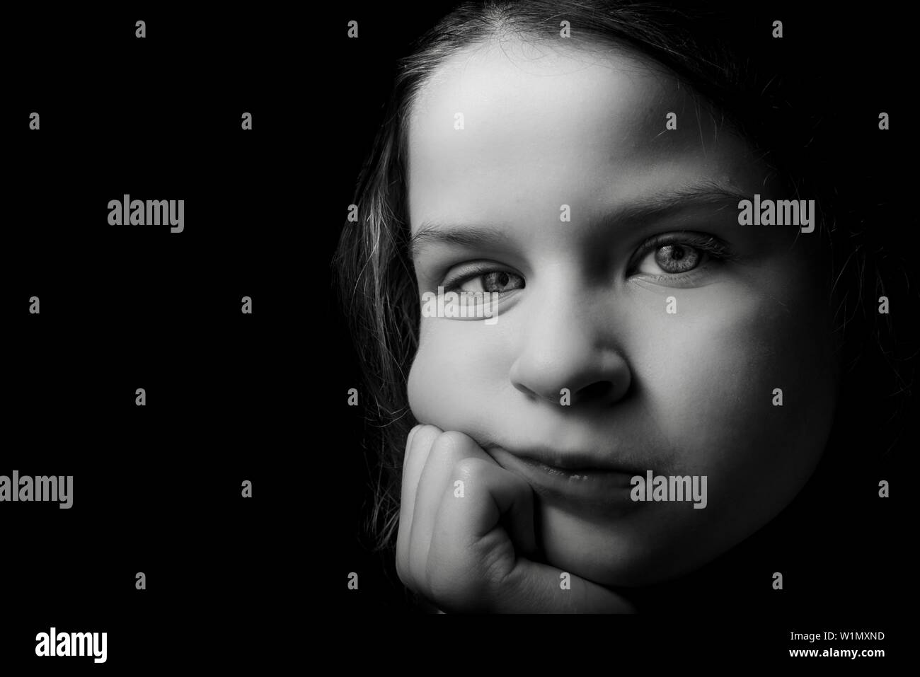 girl face eye monochrome people Stock Photo - Alamy