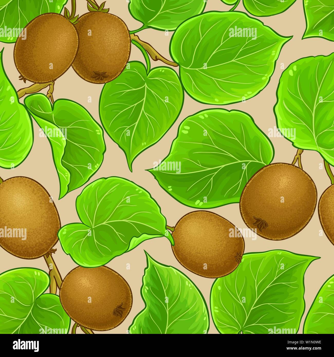 kiwi vector pattern on color  background Stock Vector