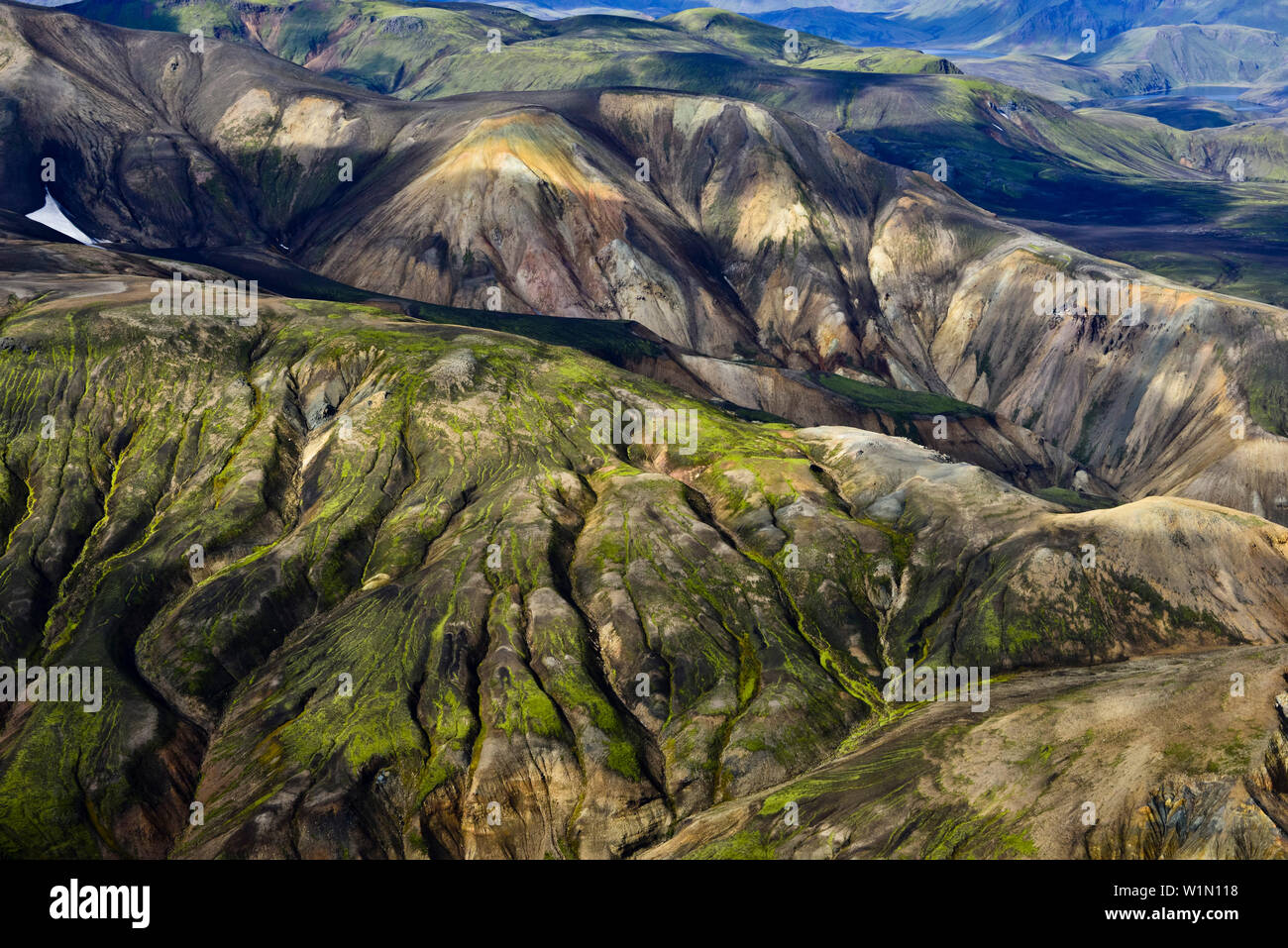 Aerial View Of Colorful Volcanic Rhyolith Mountains Geothermal Area