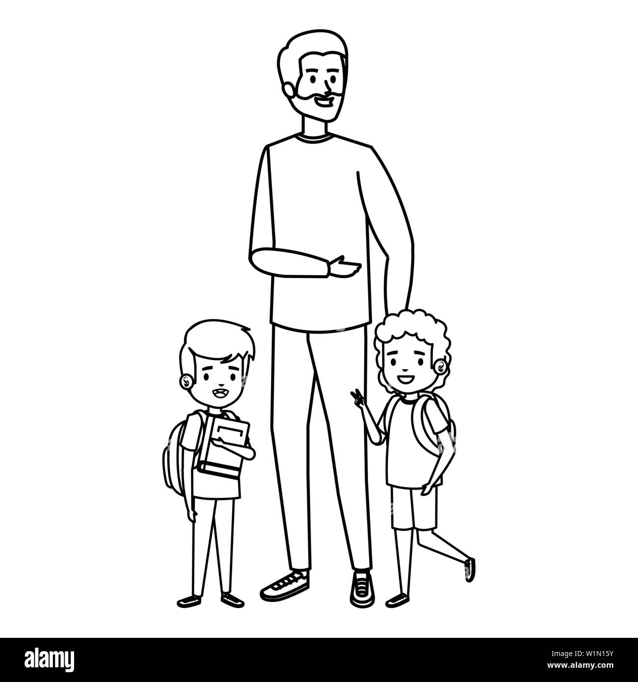 happy students boys with male teacher Stock Vector Image & Art - Alamy