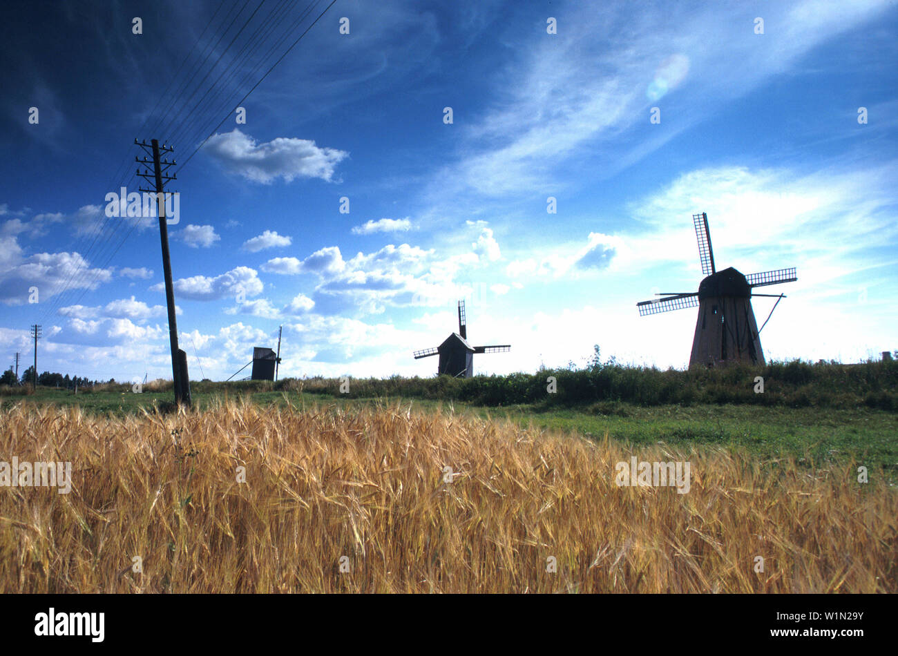 Windmühlen auf Saaremaa/Estland/Baltische Staaten Stock Photo