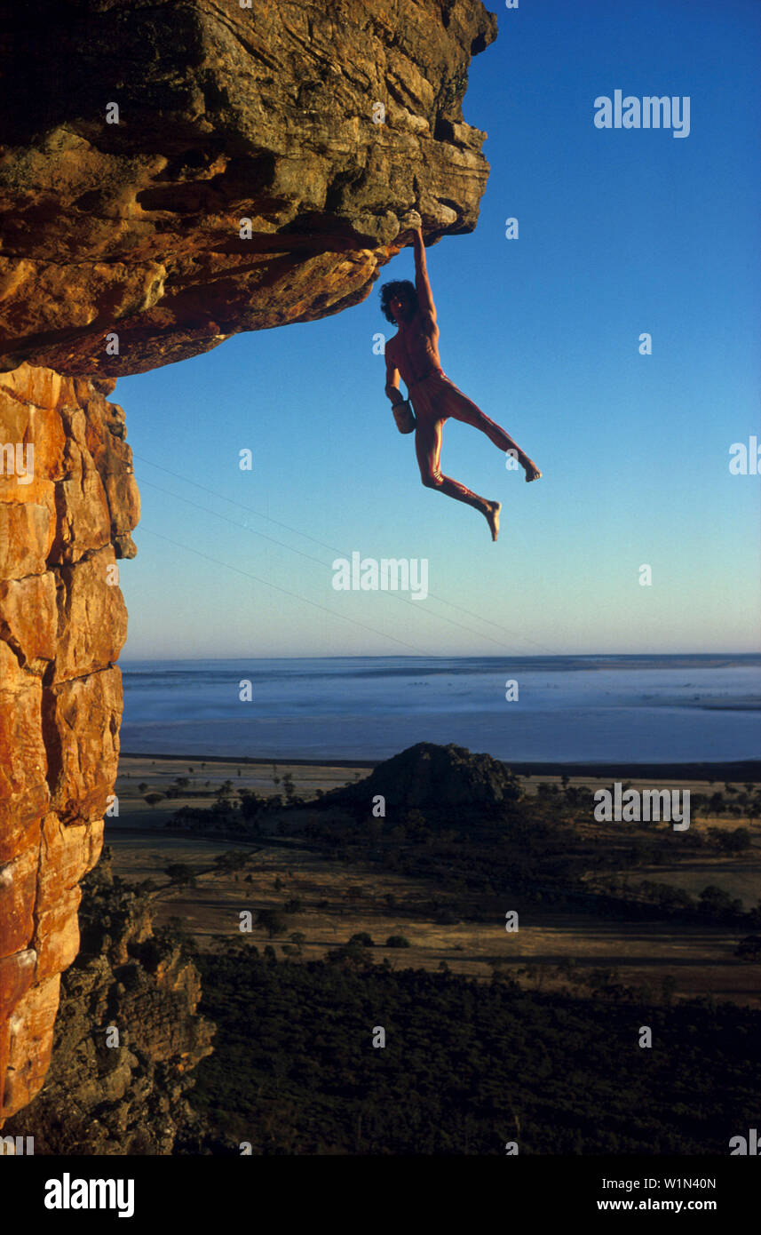 Freeclimber, Stefan Glowacz, Mount Arapiles, Victoria Australien-ROA Stock Photo