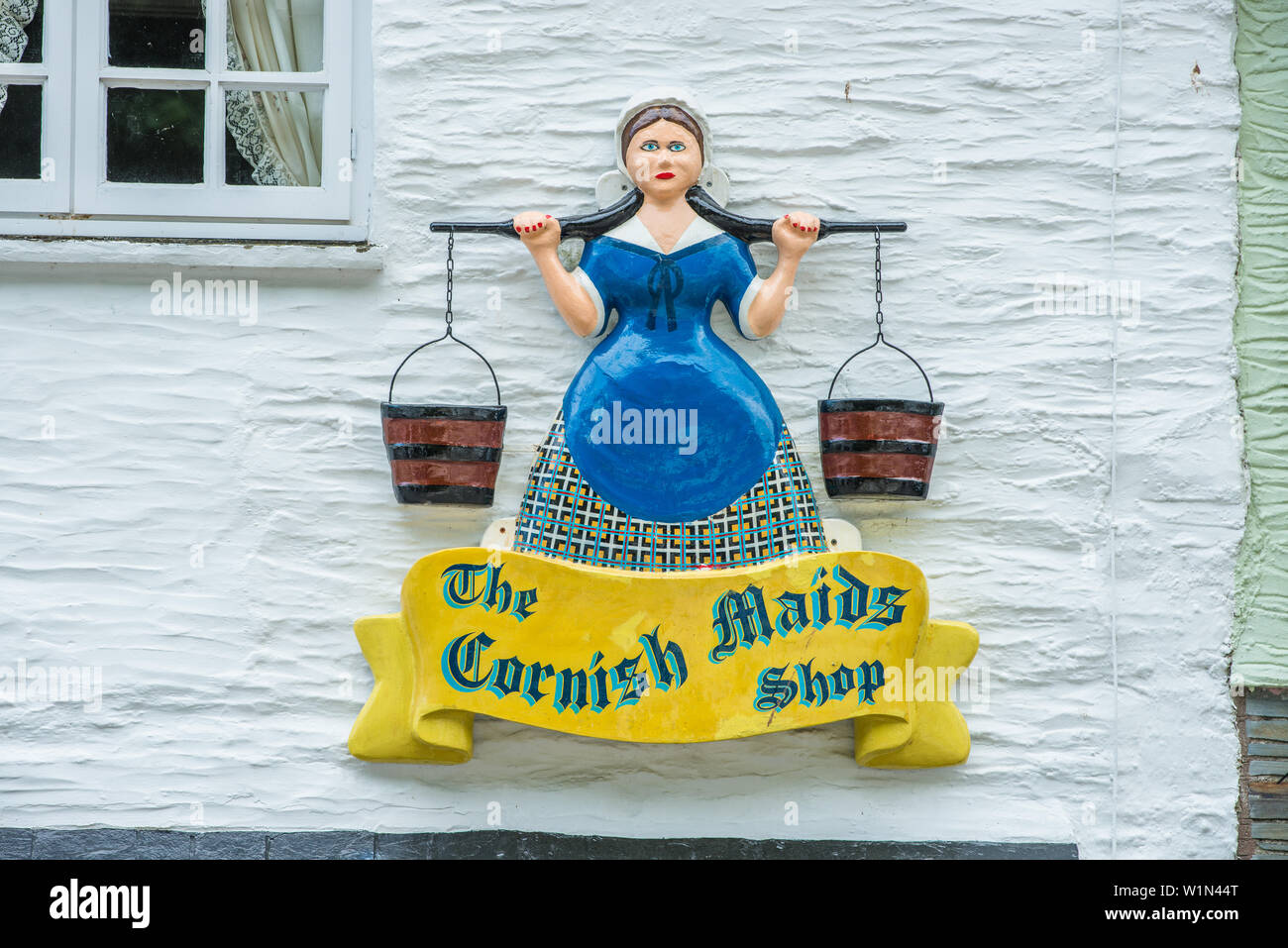 The Cornish Maids Shop in the characterful village of Polperro in Cornwall, England, United Kingdom Stock Photo