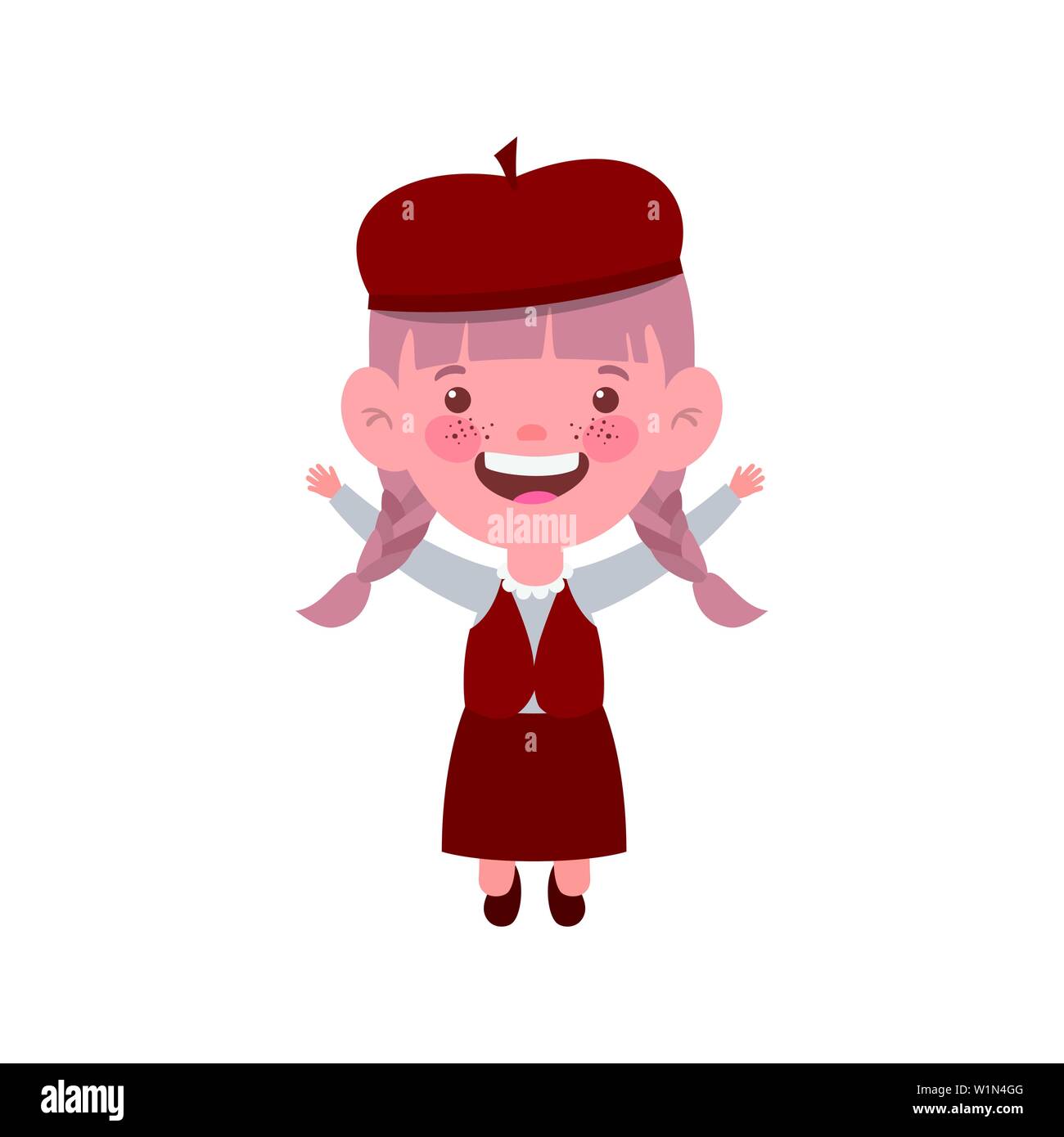 student girl standing smiling on white background Stock Vector Image ...