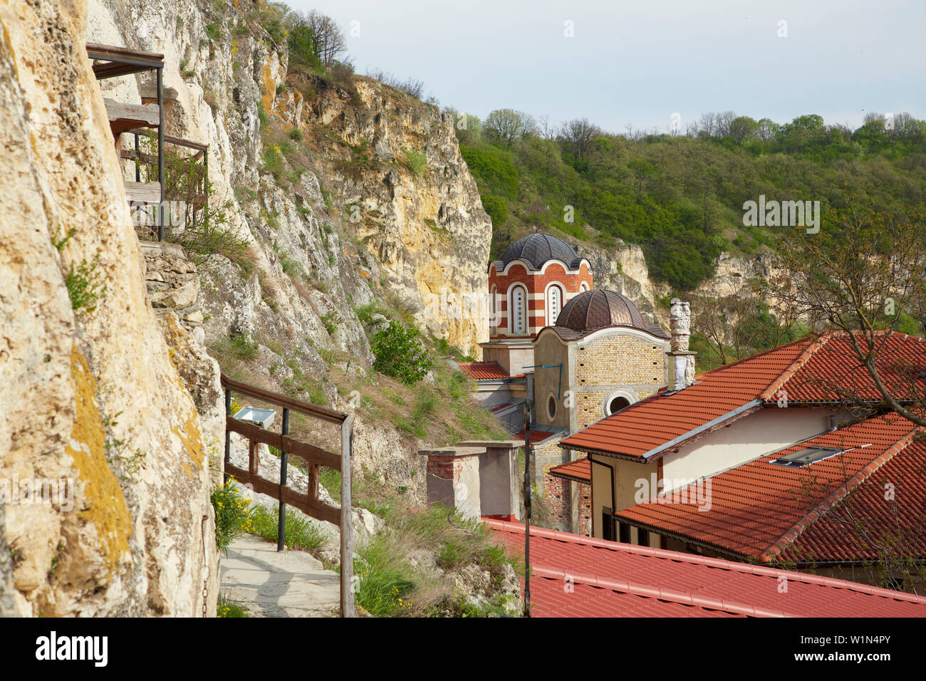 Rock-Hewn Churches and monastery at Bassarbovo , Near Russe (Pyce) , River Danube , Bulgaria , Europe Stock Photo