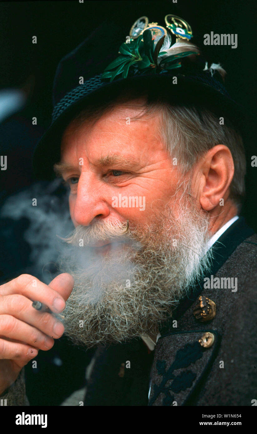 Portrait of an old man with cigar Stock Photo