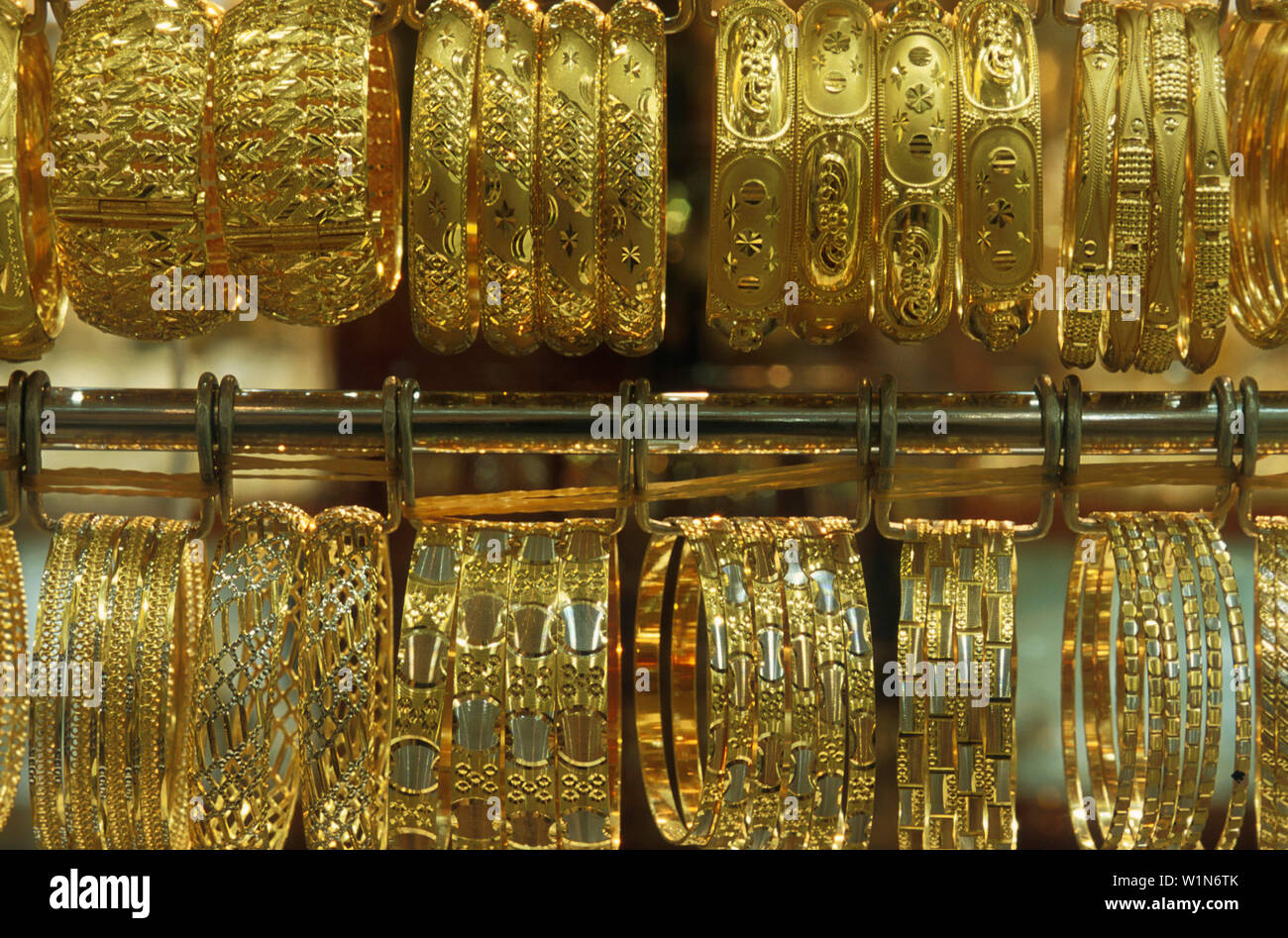Gold Souk, Goldschmuck, Dubai Vereinigte Arabische Emirate Stock Photo
