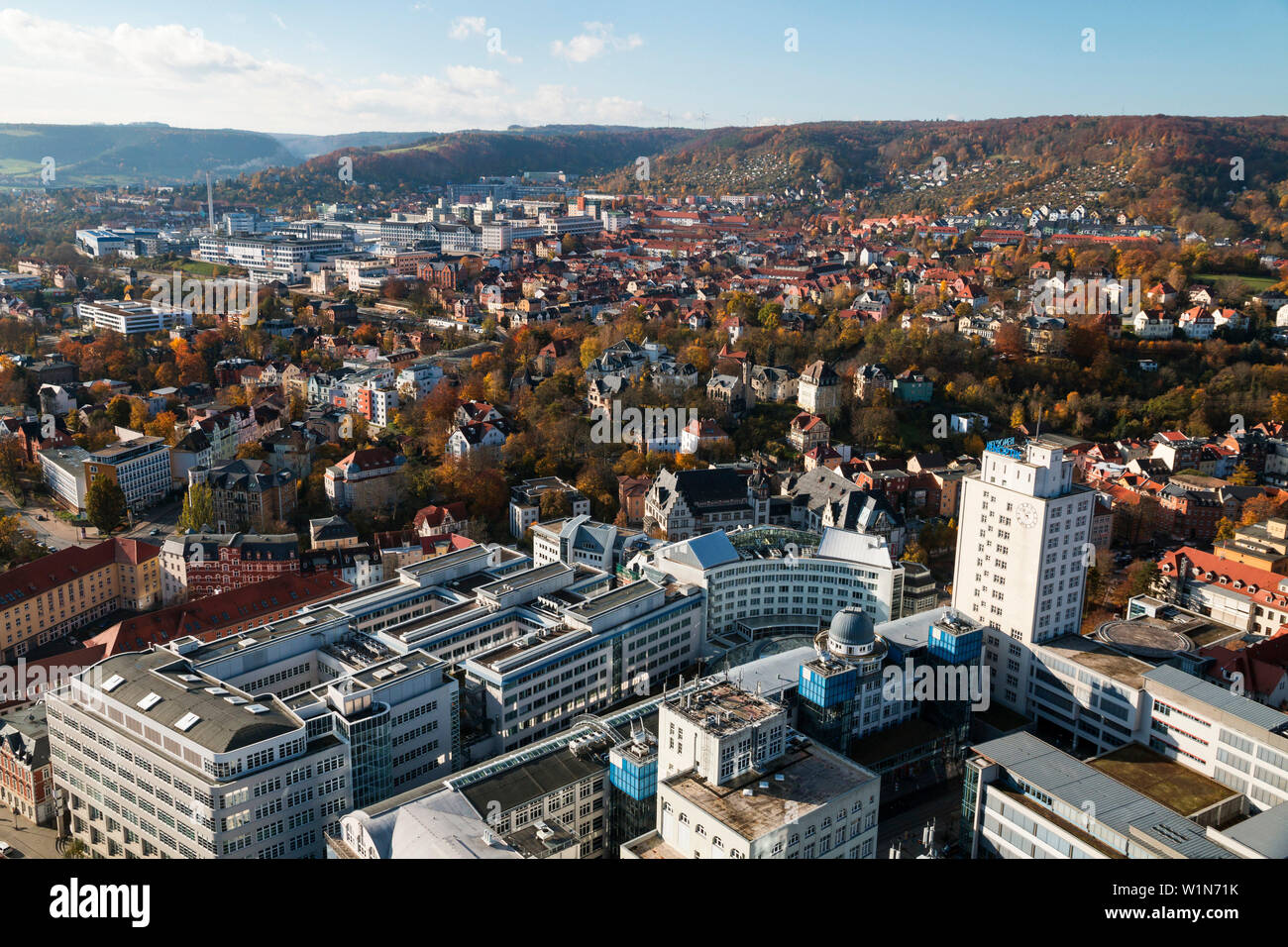 View from Jentower on the university Friedrich Schiller, Jena city, Thuringia, Germany, Europe Stock Photo