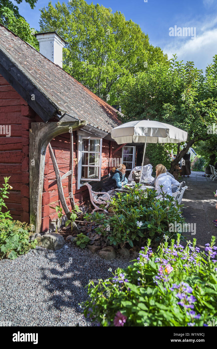 Cafe in the old town of Sigtuna, Uppland, South Sweden, Sweden, Scandinavia, Northern Europe, Europe Stock Photo