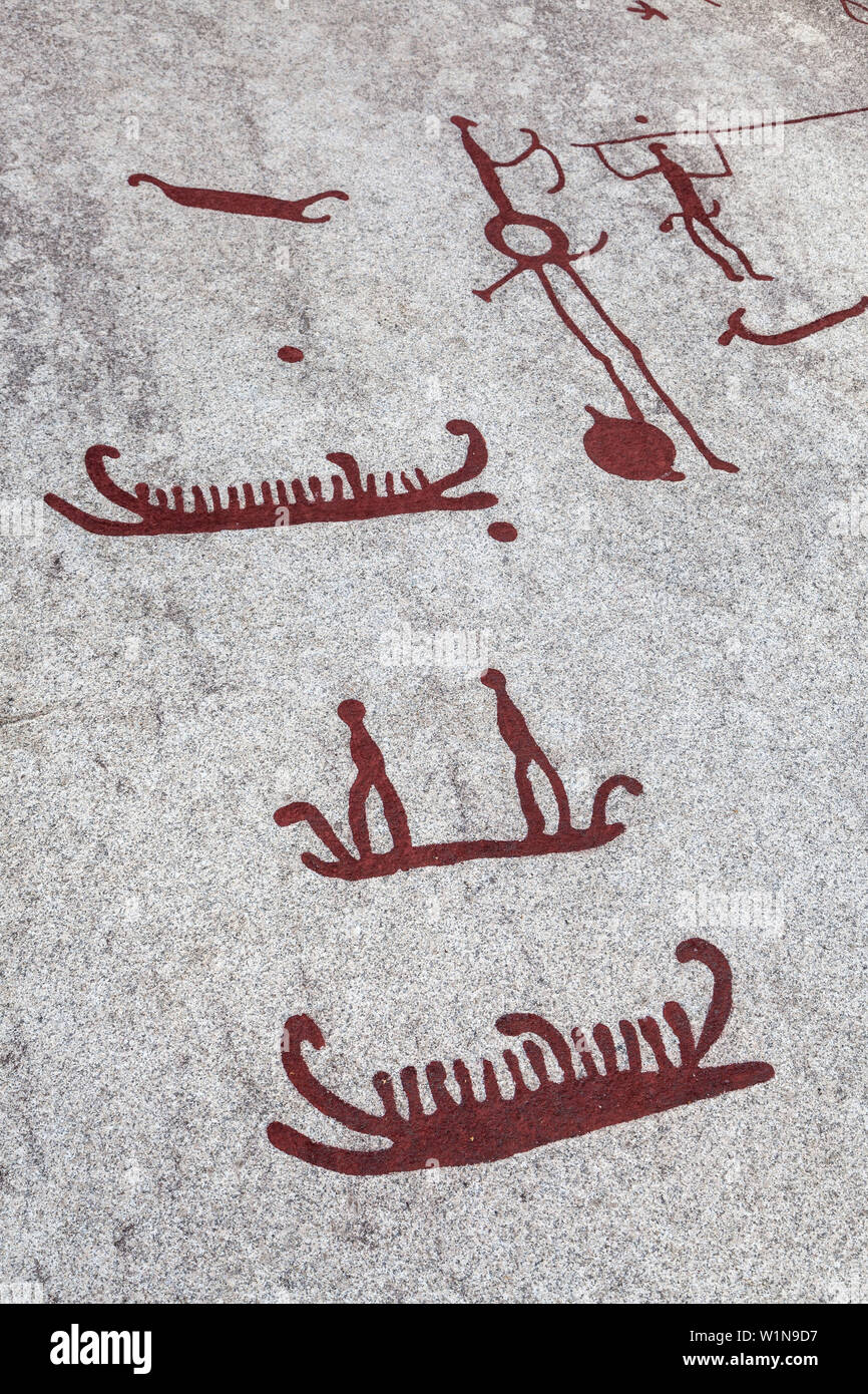 Petroglyphs in Vitlycke near Tannum, Bohuslän, Västergötland, Götaland, South Sweden, Sweden, Scandinavia, Northern Europe, Europe Stock Photo