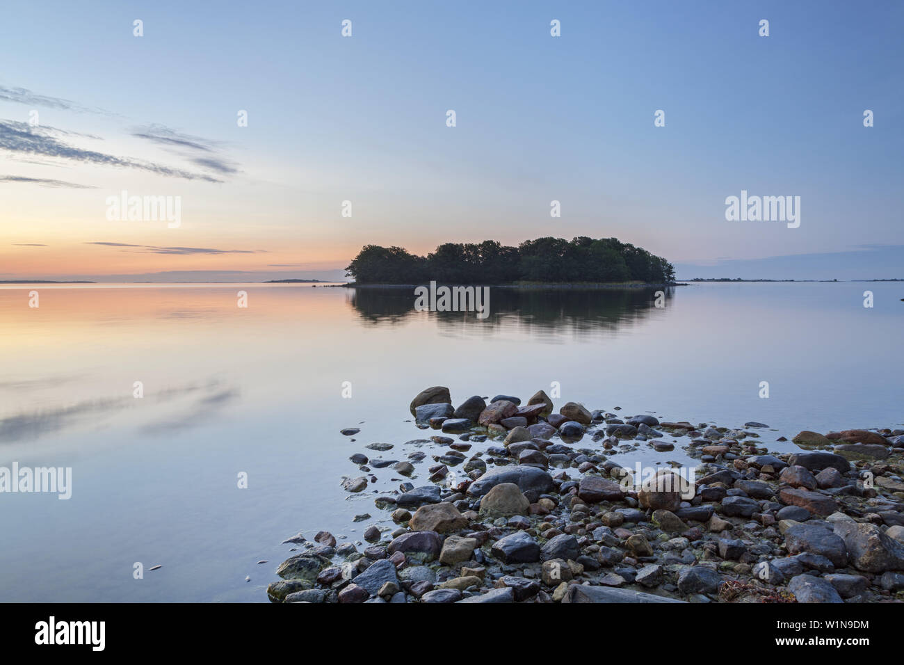 Dawn at the Baltic Sea, Kapellskaer, Uppland, Stockholms County, South Sweden, Sweden, Scandinavia, Northern Europe Stock Photo