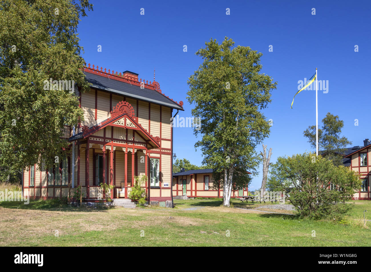 Restaurant and conference centre on the isle Fejan, Northern Stockholm archipelago, Uppland, Stockholms County, South Sweden, Sweden, Scandinavia, Nor Stock Photo